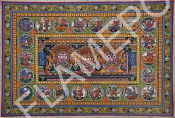 Jagannath, Subhadra, Balbhadra <br> <span class="tsize">(12 X 18 in)</span>