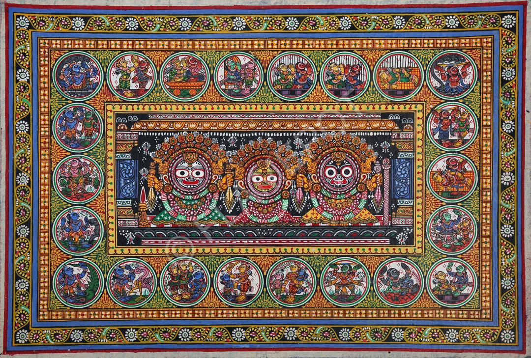 Jagannath, Subhadra, Balbhadra <br> <span class="tsize">(12 X 18 in)</span>