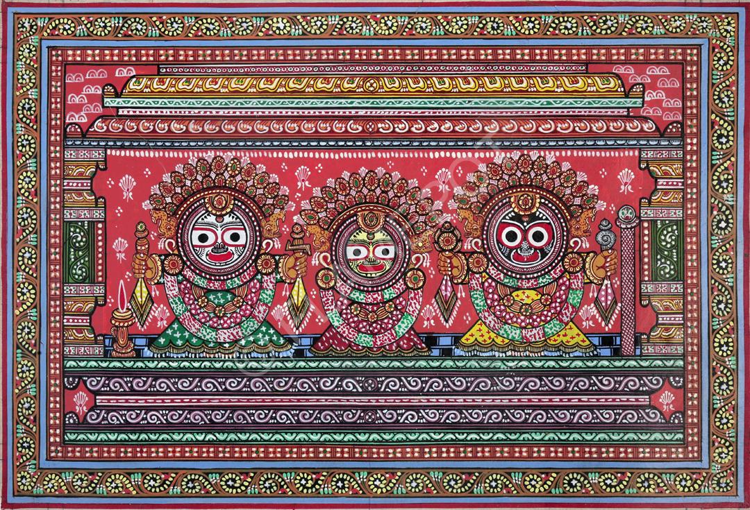 Jagannath, Subhadra, Balbhadra <br> <span class="tsize">(12 X 18 in)</span>