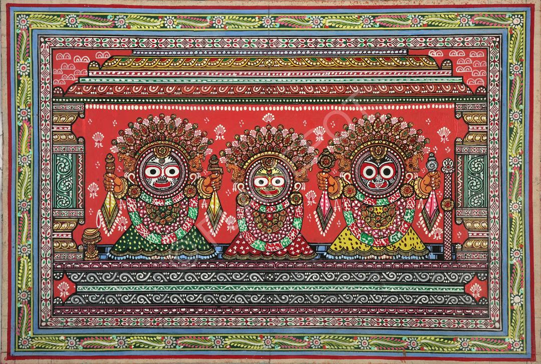 Jagannath, Subhadra, Balbhadra <br> <span class="tsize">(12 X 18 in)</span>
