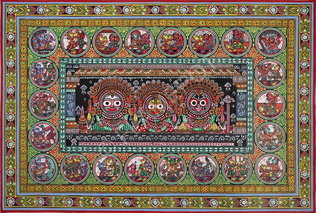 Jagannath, Subhadra, Balbhadra <br> <span class="tsize">(12 X 18 in)</span>