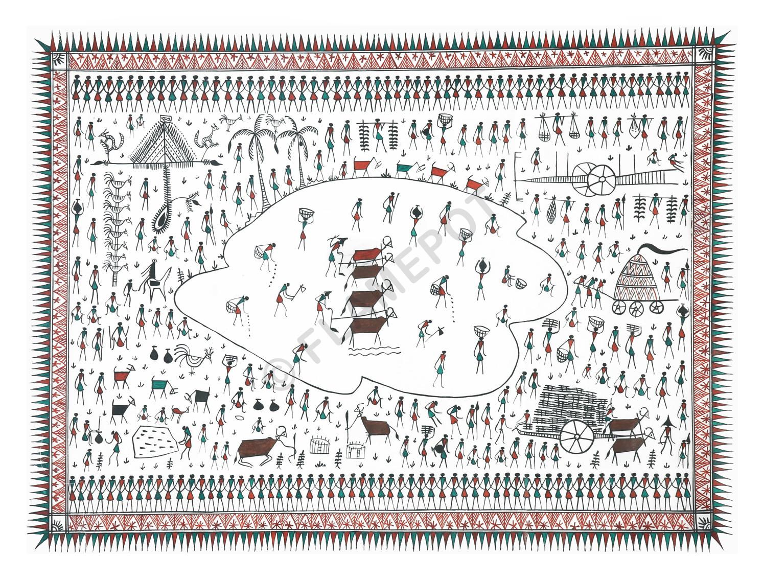 Village Life <br> <span class="tsize">(15 X 20 in)</span>