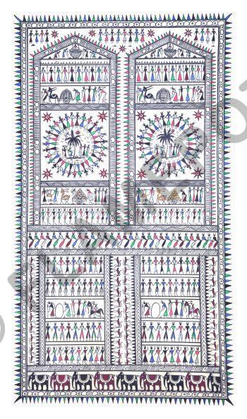 Village Life  <br> <span class="tsize">(32 X 18 in)</span>